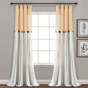 Linen Button Window Curtain Panel